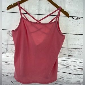 FINEJO Women's Pink Criss Cross Back Tank Top Camisole Size L